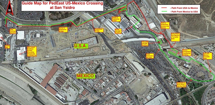 Guide Map - San Ysidro US-Mexico PedEast Crossing